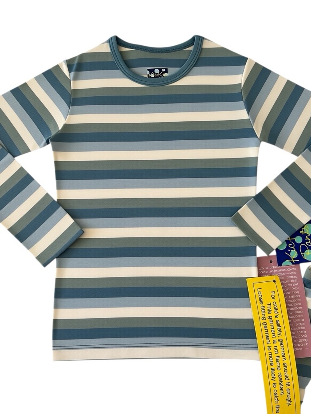NWT Kickee Pants Photography Striped Blue & Cream Bamboo Pajama Set - Picture 2 of 3